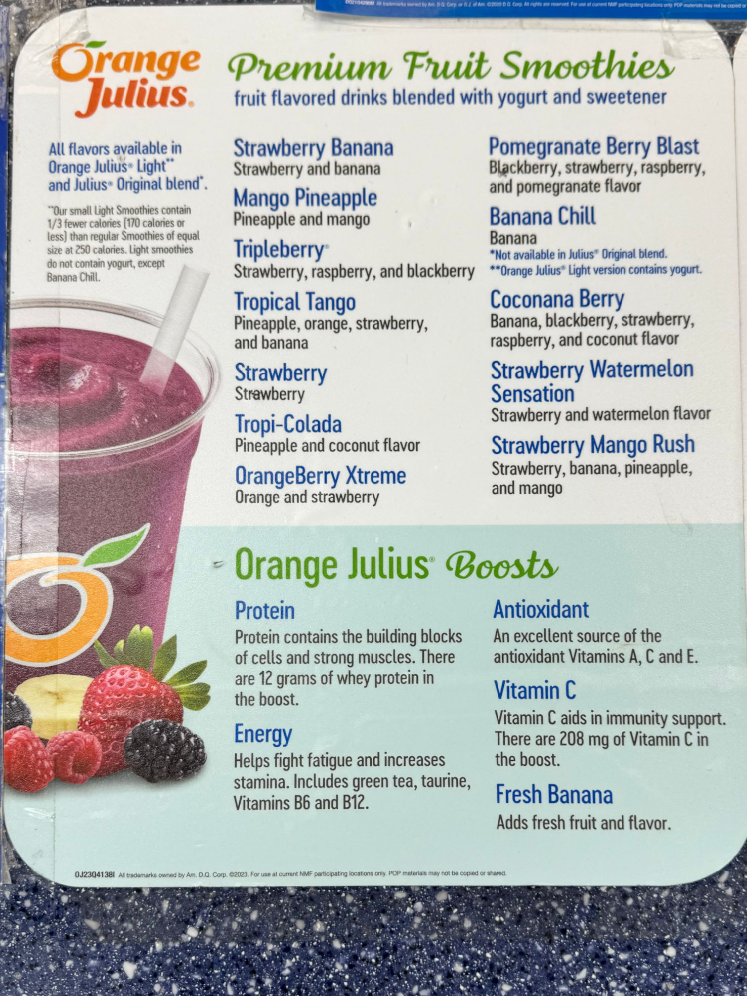 Premium Fruit Smoothies Orange Julius Premium Fruit Smoothies