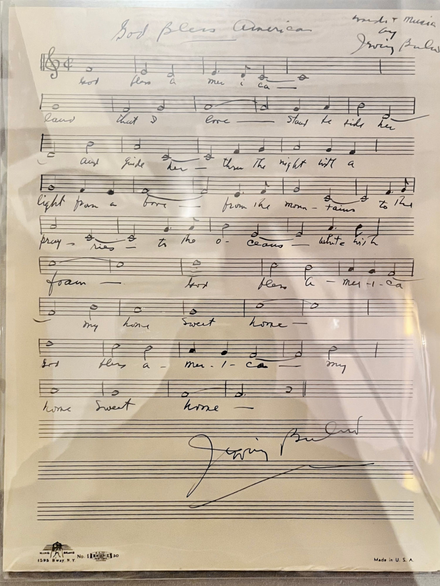 Irving Berlin God Bless America Sheet Music
