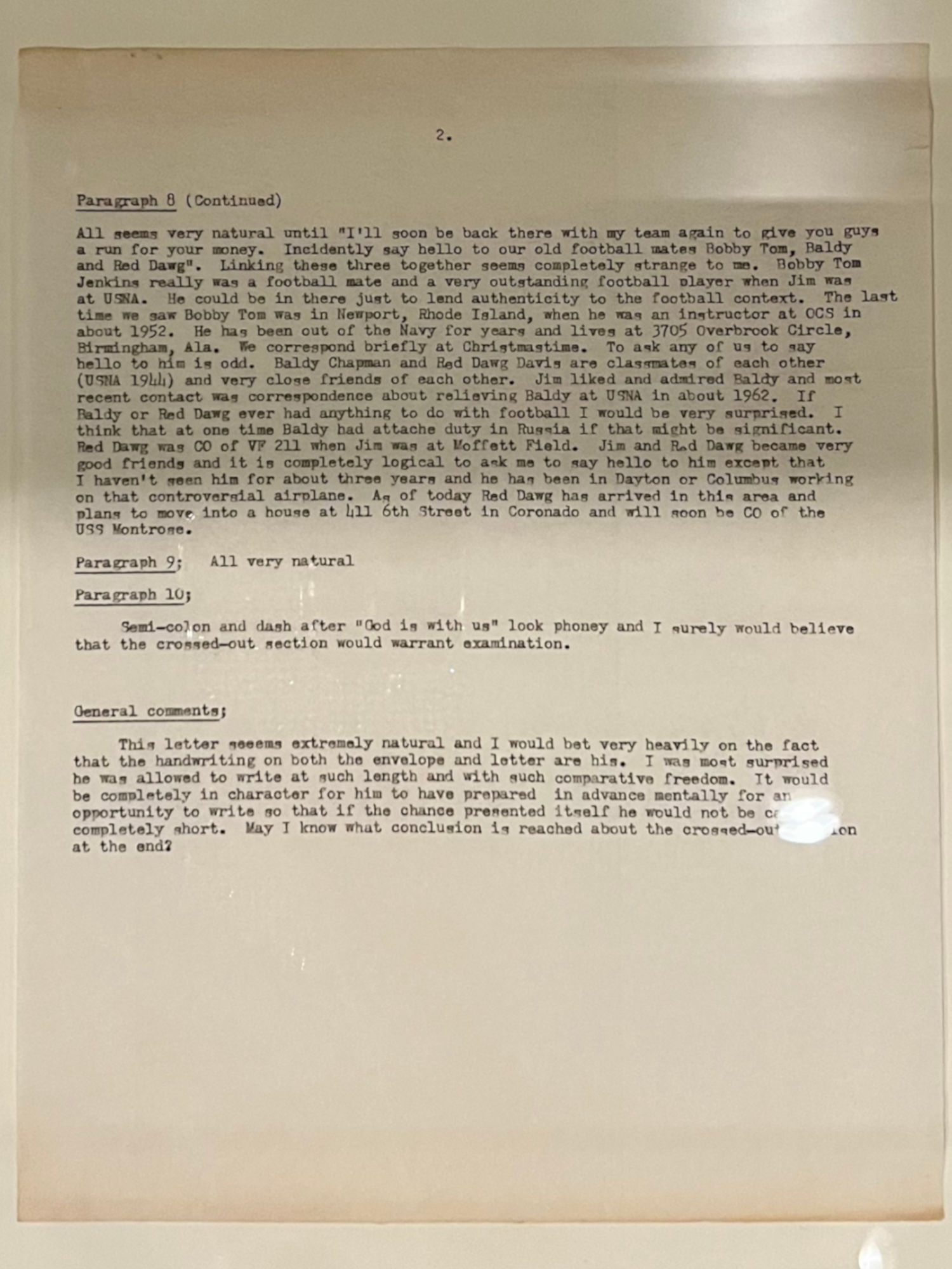 Sybil Stockdale December Letter Comments