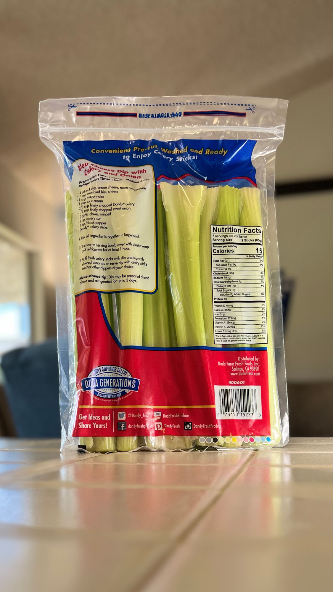 Celery Sticks Dandy Nutrition Facts