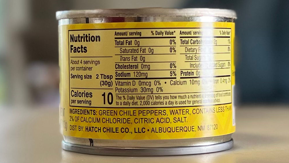 Diced Green Chiles Hatch Nutrition Facts