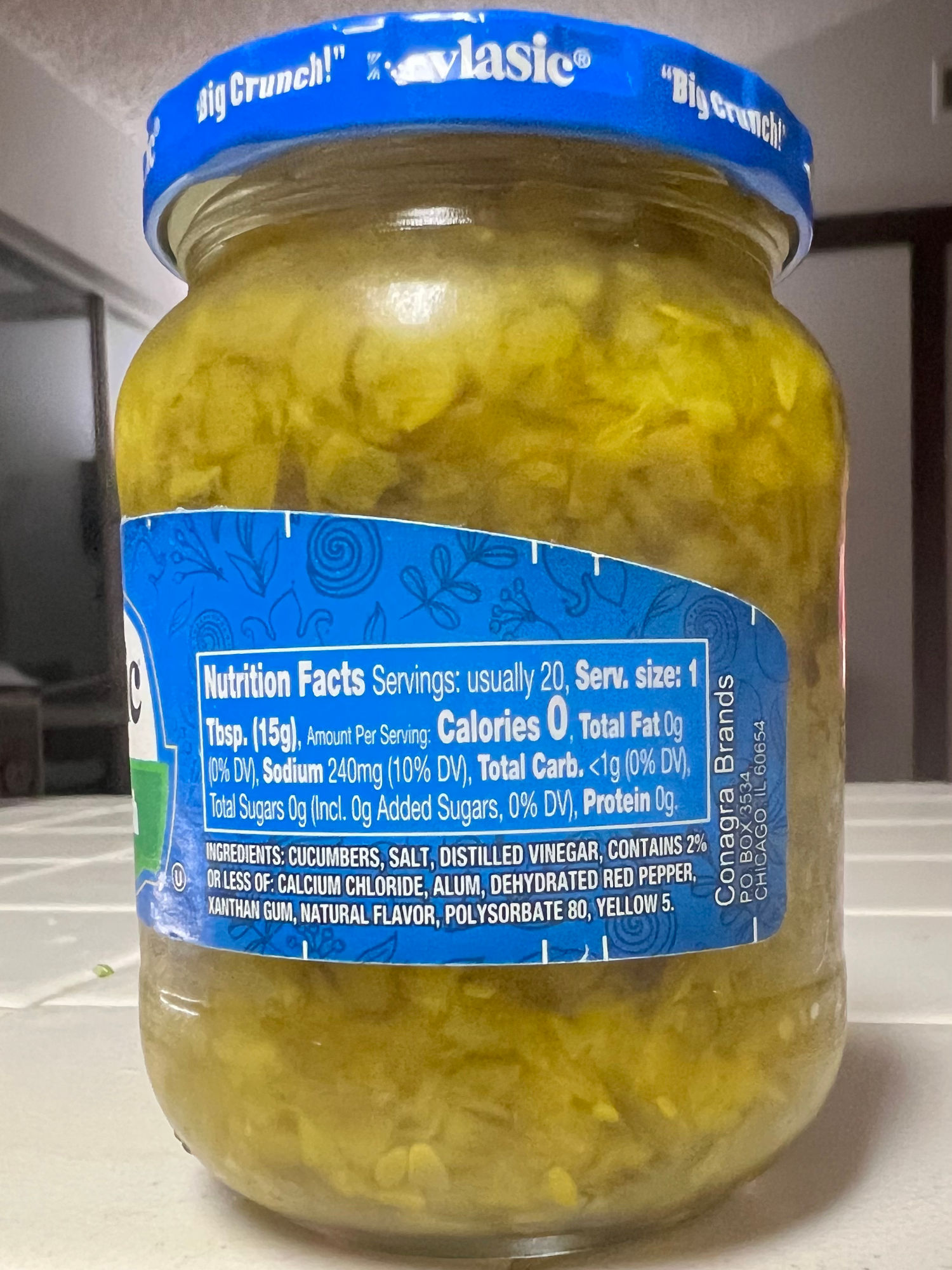 Vlasic Nutrition Facts Dill-Pickle-Relish Vlasic Nutrition Facts