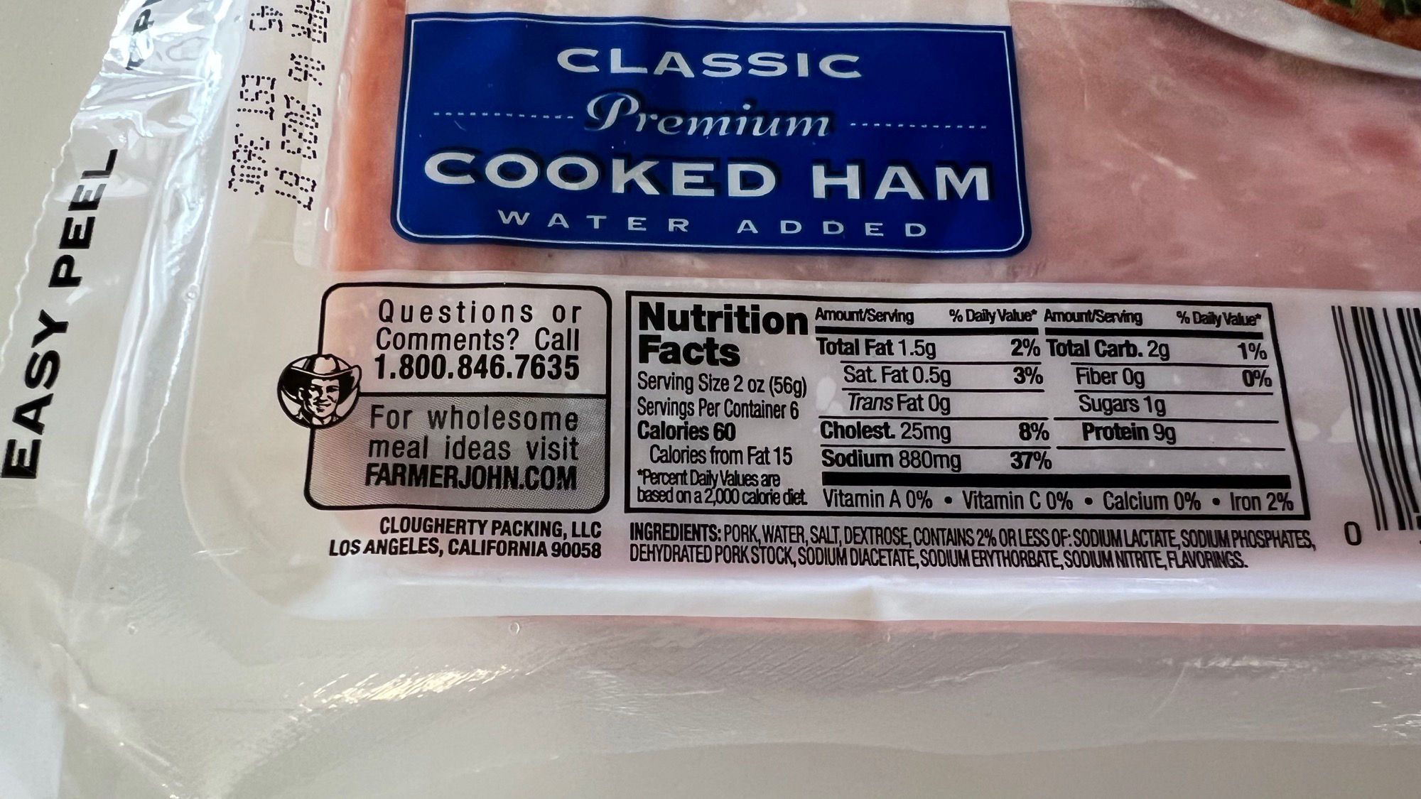 Ham Farmer John Nutrition Facts