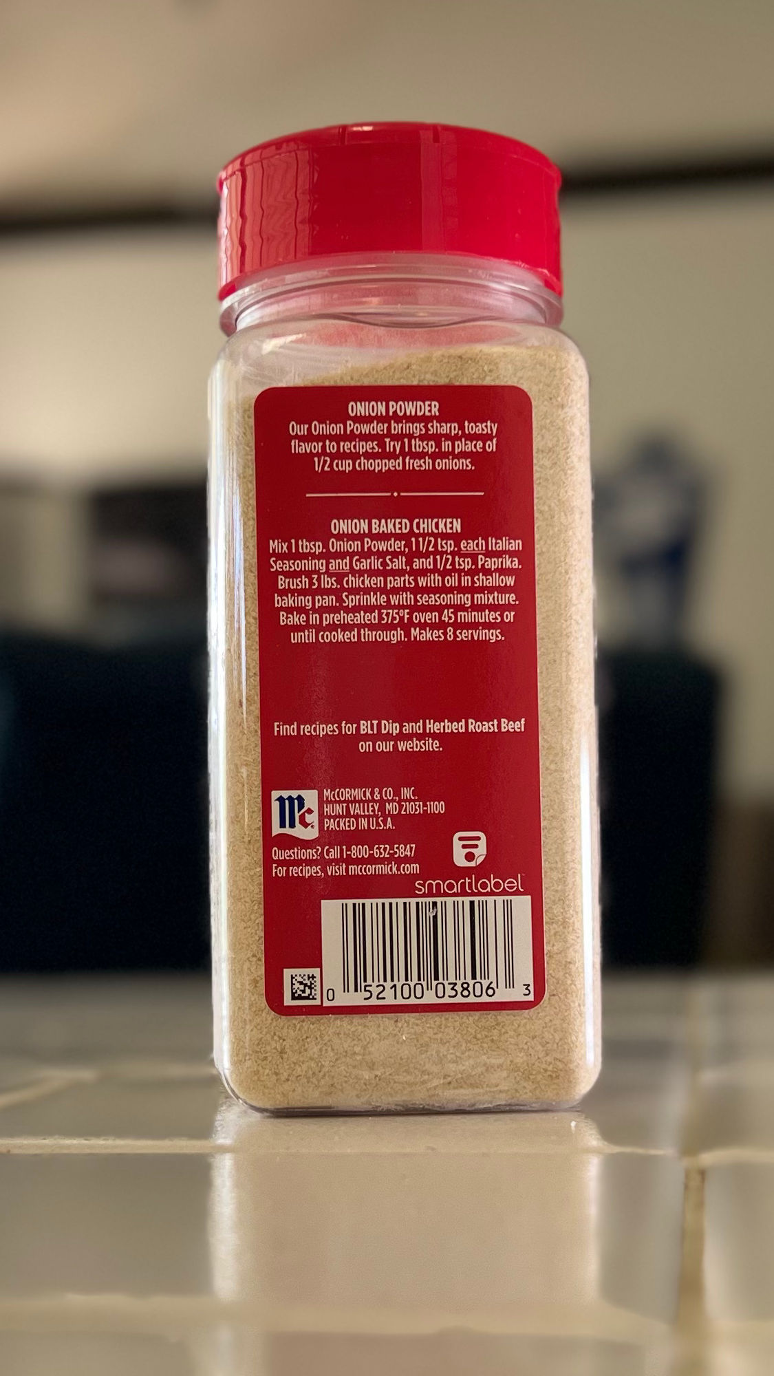 McCormick Label Onion Powder McCormick Label