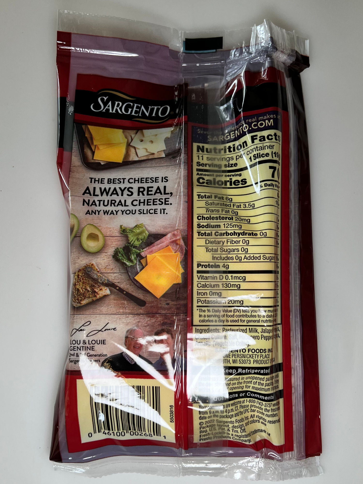 Nutrition Facts Sargento Colby-Pepper Jack Nutrition Facts