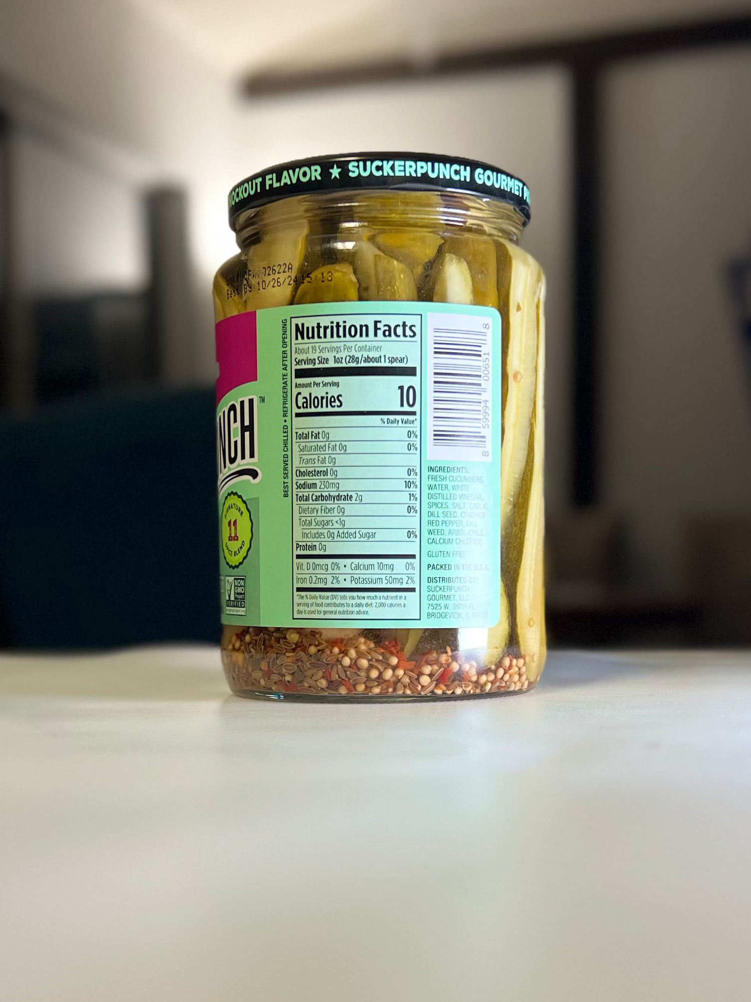 SuckerPunch Garlic Dill Spears Nutrition Facts