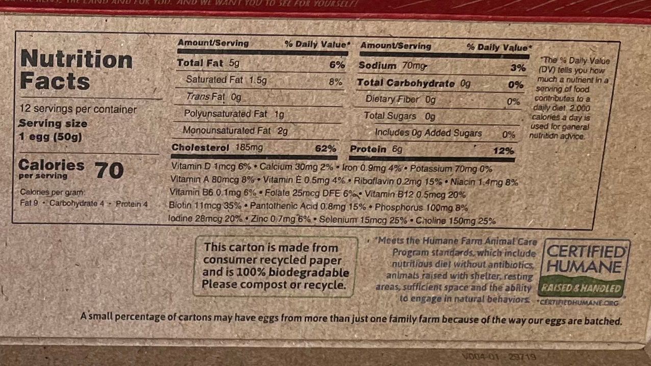 Nutrition Facts Vital Farms Eggs Nutrition Facts