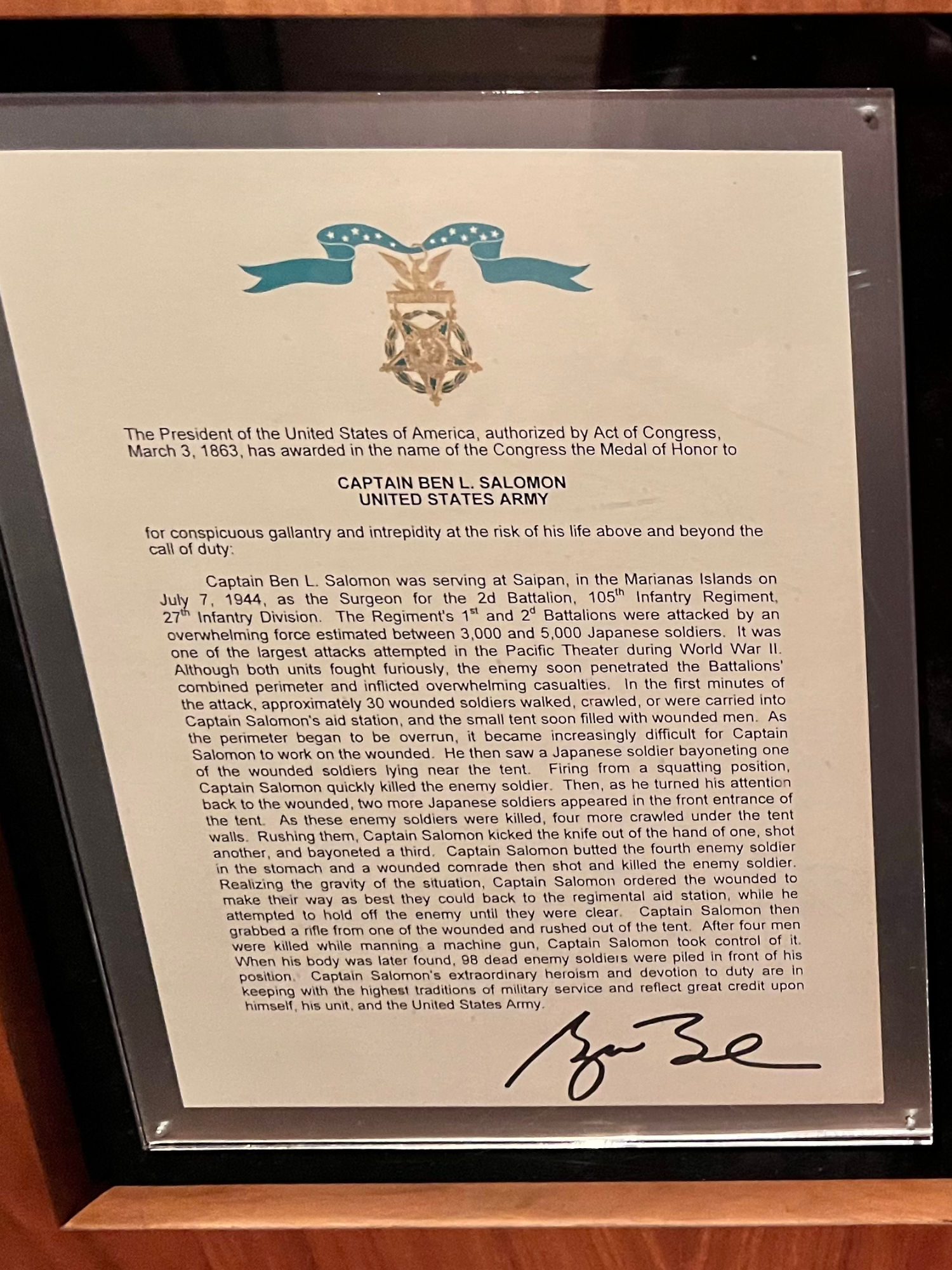 Medal of Honor Ben Salomon Medal of Honor