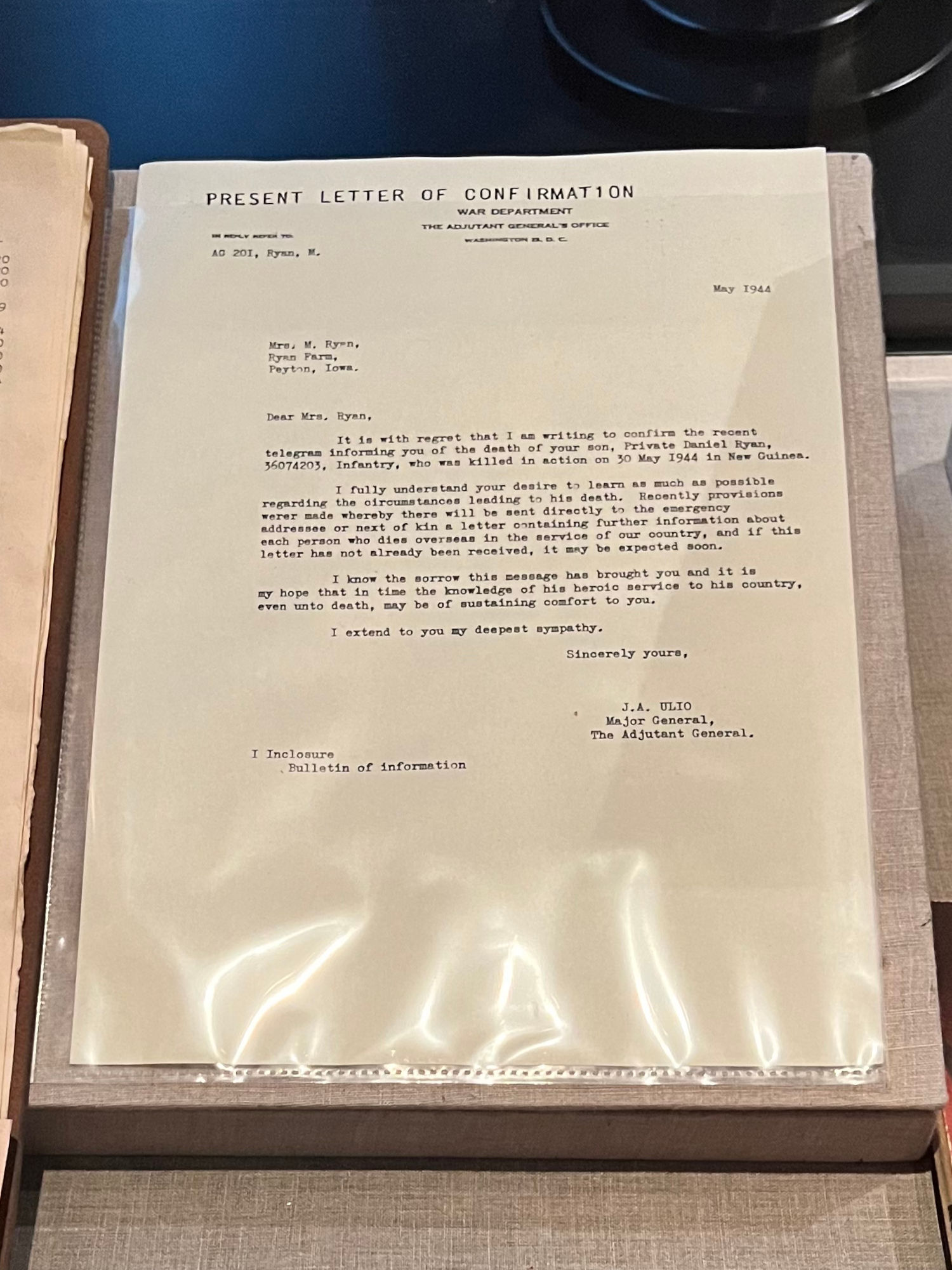 Daniel Ryan Letter Saving Private Ryan Daniel Ryan Letter