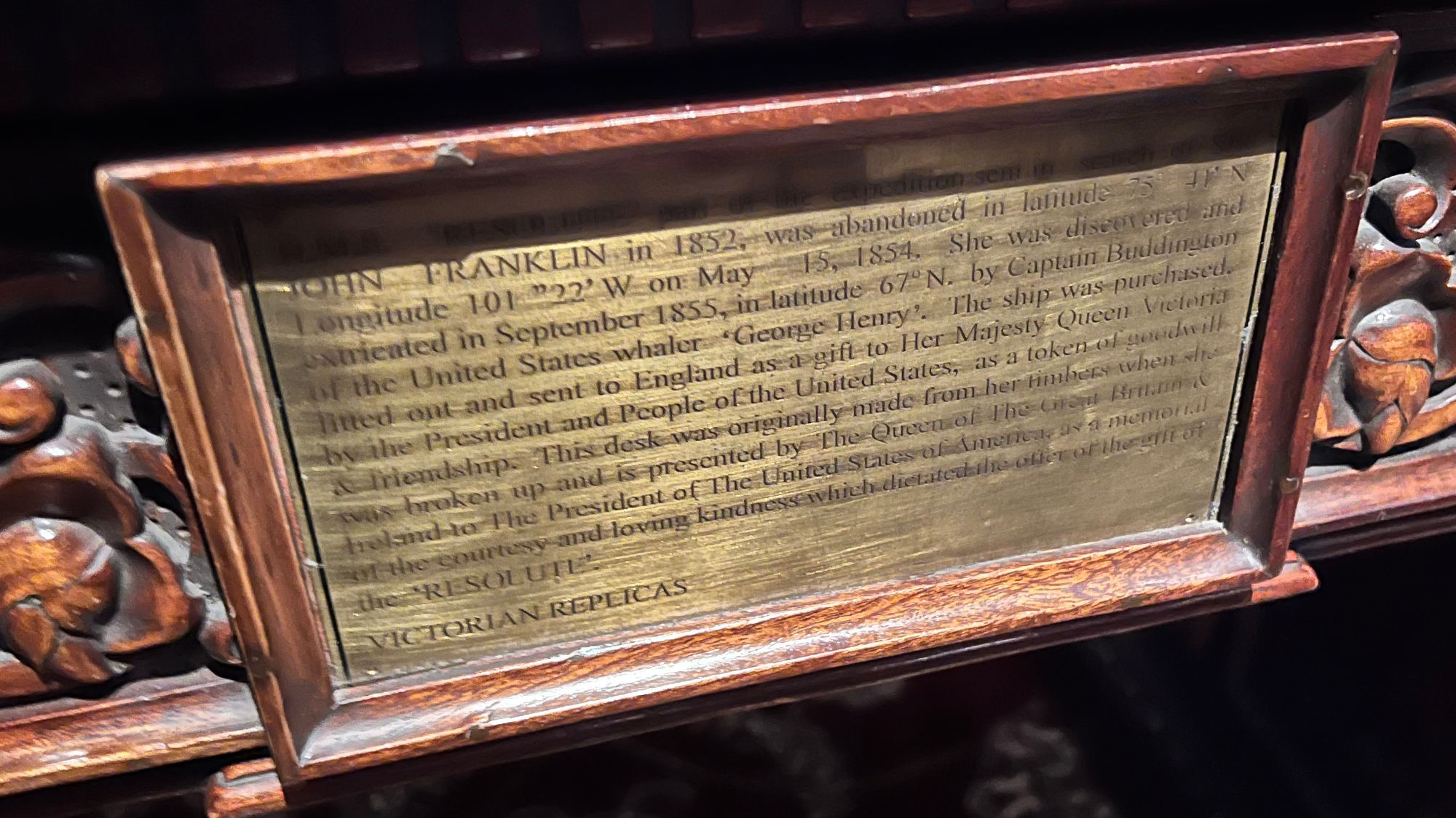 WWII Resolute Desk Plaque